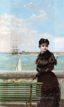Una mujer elegante en St Malo mujer Vittorio Matteo Corcos Pinturas al óleo